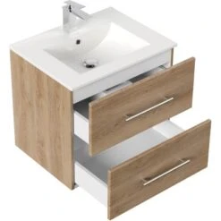 Posseik Badmöbel-Set Homeline 60 Cm Weiß Eiche Hell 3-teilig -Wenko Verkäufe 4251461525311 2