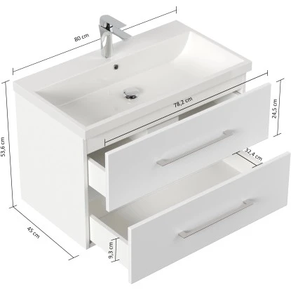 Posseik Badmöbel-Set Piano Weiß Matt 80 Cm 3-teilig 14 Posseik Badmöbel-Set Piano Weiß Matt 80 Cm 3-teilig – Bild 14