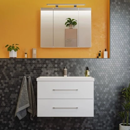 Posseik Badmöbel-Set Piano Weiß Matt 80 Cm 3-teilig 1 Posseik Badmöbel-Set Piano Weiß Matt 80 Cm 3-teilig