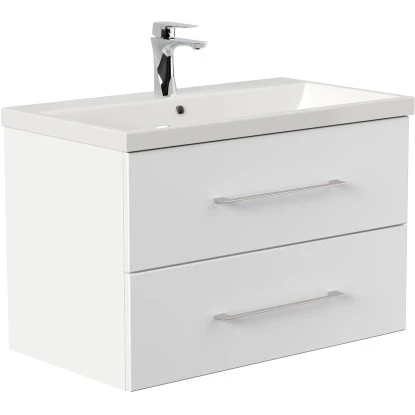 Posseik Badmöbel-Set Piano Weiß Matt 80 Cm 3-teilig 2 Posseik Badmöbel-Set Piano Weiß Matt 80 Cm 3-teilig – Bild 2