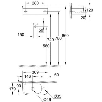 Grohe Handwaschbecken Euro Keramik PureGuard Alpinweiß 37 Cm 4 Grohe Handwaschbecken Euro Keramik PureGuard Alpinweiß 37 Cm – Bild 4