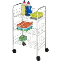 Wenko Rollwagen Florenz Silber Mit 3 Ablagen 63 Cm X 38 Cm X 25 Cm -Wenko Verkäufe 454021 1068 3