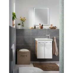 Fackelmann Waschbeckenunterschrank 52 Cm Milano Weiß-Ast-Eiche -Wenko Verkäufe 480607 3254 4