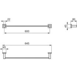 Ideal Standard Handtuchhalter IOM Cube 645 Mm Chrom -Wenko Verkäufe 5017830548683 3049 VM 04