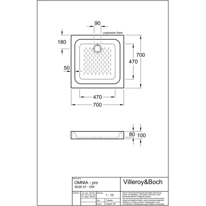 Villeroy & Boch Rechteck-Duschwanne O.Novo 70 Cm X 70 Cm X 10 Cm Weiß Alpin 2 Villeroy & Boch Rechteck-Duschwanne O.Novo 70 Cm X 70 Cm X 10 Cm Weiß Alpin – Bild 2