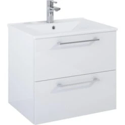 Maximus Waschbeckenunterschrank 60 Cm Stylo 2 Schubladen Weiß -Wenko Verkäufe 5902490643086 4807 6