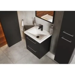 Maximus Waschbeckenunterschrank Cheese 50 Cm Schwarz Matt Mit 2 Schubladen -Wenko Verkäufe 5902490648173 4807 3