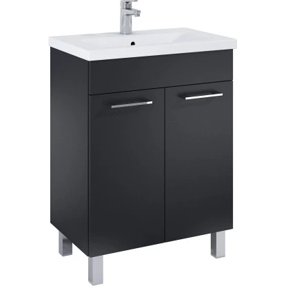 Maximus Waschbeckenunterschrank Cheese 60 Cm Schwarz Matt Mit Füßen 2 Maximus Waschbeckenunterschrank Cheese 60 Cm Schwarz Matt Mit Füßen – Bild 2