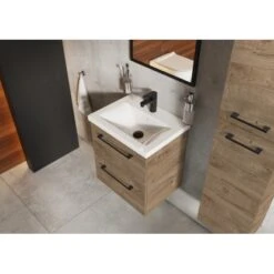 Maximus Waschbeckenunterschrank Cheese 50 Cm Canela Eiche Mit 2 Schubladen -Wenko Verkäufe 5902490648265 4807 3