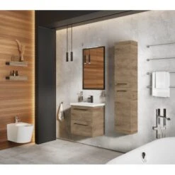 Maximus Waschbeckenunterschrank Cheese 50 Cm Canela Eiche Mit 2 Schubladen -Wenko Verkäufe 5902490648265 4807 4