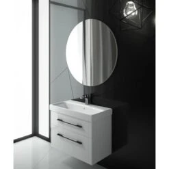 Maximus Waschbeckenunterschrank Madrid 60 Cm Weiß Matt Mit Schwarzen Griffen -Wenko Verkäufe 5907546887360 4807 1