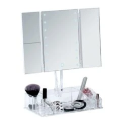Wenko LED-Standspiegel Mit Organizer Fanano Kunststoff 34.5 X 39 X 16.5 Cm Weiß