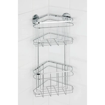 Wenko Turbo-Loc Eckregal 2 Etagen Edelstahl Glänzend 4 Wenko Turbo-Loc Eckregal 2 Etagen Edelstahl Glänzend – Bild 4