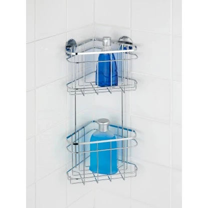 Wenko Turbo-Loc Eckregal 2 Etagen Edelstahl Glänzend 5 Wenko Turbo-Loc Eckregal 2 Etagen Edelstahl Glänzend – Bild 5