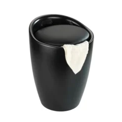 Wenko Hocker Candy Black Matt Mit Wäschesack Kunststoff (ABS) 36 X 50.5 X 36 Cm