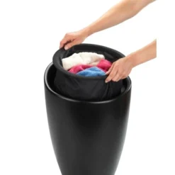 Wenko Hocker Candy Black Matt Mit Wäschesack Kunststoff (ABS) 36 X 50.5 X 36 Cm -Wenko Verkäufe 69626 sb freisteller de 03
