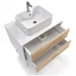 Aurlane Waschtischunterschrank 80 Cm Fjord Eiche-Weiß -Wenko Verkäufe 731568 4018 3