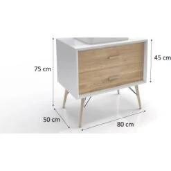 Aurlane Waschtischunterschrank 80 Cm Fjord Eiche-Weiß -Wenko Verkäufe 731568 4018 6