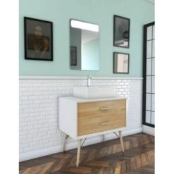 Aurlane Waschtischunterschrank 80 Cm Fjord Eiche-Weiß -Wenko Verkäufe 731568 4018 8