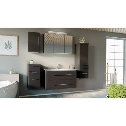 Posseik Badmöbel-Set Homeline 100 CmAnthrazit Seidenglanz 5-teilig 1 Posseik Badmöbel-Set Homeline 100 CmAnthrazit Seidenglanz 5-teilig