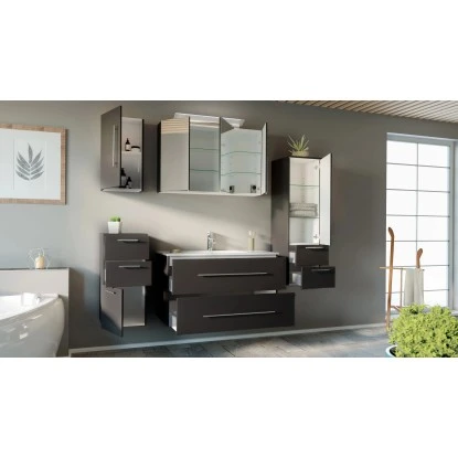 Posseik Badmöbel-Set Homeline 100 CmAnthrazit Seidenglanz 5-teilig 3 Posseik Badmöbel-Set Homeline 100 CmAnthrazit Seidenglanz 5-teilig – Bild 3