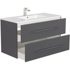 Posseik Badmöbel-Set Homeline 100 CmAnthrazit Seidenglanz 5-teilig 15 Posseik Badmöbel-Set Homeline 100 CmAnthrazit Seidenglanz 5-teilig -Wenko Verkäufe 73 AVERSASET1005000104DE 4