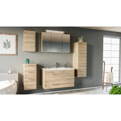 Posseik Badmöbel-Set Homeline 100 Cm Eiche Hell5-teilig 1 Posseik Badmöbel-Set Homeline 100 Cm Eiche Hell5-teilig