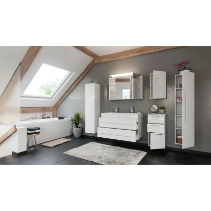 Posseik Badmöbel-Set Livono 100 Cm Weiß Hochglanz 6-teilig 3 Posseik Badmöbel-Set Livono 100 Cm Weiß Hochglanz 6-teilig – Bild 3