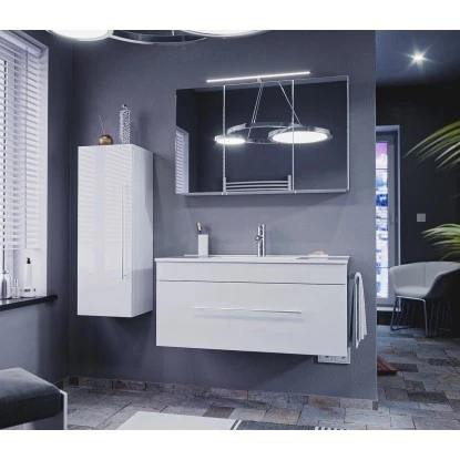 Posseik Badmöbel-Set Pro 100 Cm Weiß Hochglanz 4-teilig 1 Posseik Badmöbel-Set Pro 100 Cm Weiß Hochglanz 4-teilig