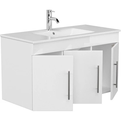 Posseik Badmöbel-Set Teramo 100 Cm Weiß Hochglanz3-teilig 5 Posseik Badmöbel-Set Teramo 100 Cm Weiß Hochglanz3-teilig – Bild 5