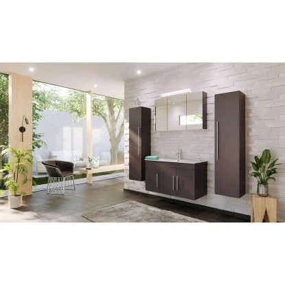 Posseik Badmöbel-Set Teramo 100 Cm Anthrazit Seidenglanz 4-teilig 1 Posseik Badmöbel-Set Teramo 100 Cm Anthrazit Seidenglanz 4-teilig