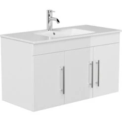 Posseik Badmöbel-Set Teramo 100 Cm Weiß Hochglanz 5-teilig -Wenko Verkäufe 73 TERAMOSET1005000101DE 3