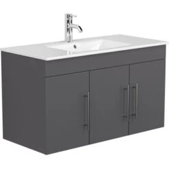 Posseik Badmöbel-Set Teramo 100 CmAnthrazit Seidenglanz 6-teilig -Wenko Verkäufe 73 TERAMOSET1006000104DE 3