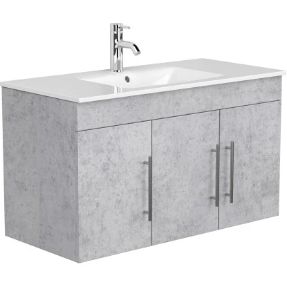 Posseik Badmöbel-Set Teramo 100 Cm Beton 6-teilig 4 Posseik Badmöbel-Set Teramo 100 Cm Beton 6-teilig – Bild 4