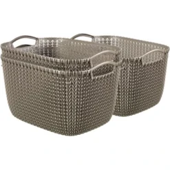 Best Freizeitmöbel Aufbewahrungskörbe Curver Knit 3-er Set Braun L