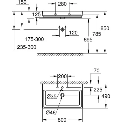 Grohe Waschtisch Cube Keramik 80 Cm Alpinweiß Mit Hahnloch Und Überl. PureGuard 3 Grohe Waschtisch Cube Keramik 80 Cm Alpinweiß Mit Hahnloch Und Überl. PureGuard – Bild 3