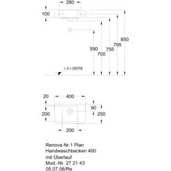 Geberit Handwaschbecken Renova Plan 40 Cm Weiß Mit Überlauf -Wenko Verkäufe 8388 print masszeichnung 5