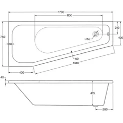 Badewanne Koala Vario Weiß Typ B -Wenko Verkäufe 8520520 3209 skizze