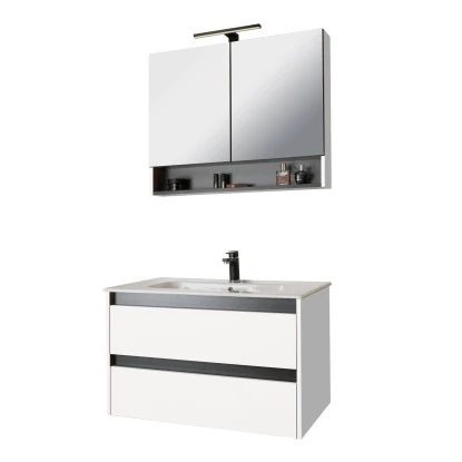 Badmöbel-Set Cleo 2.0 Weiß Mit LED-Beleuchtung 80 Cm 2 Badmöbel-Set Cleo 2.0 Weiß Mit LED-Beleuchtung 80 Cm – Bild 2