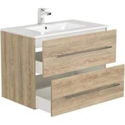 Posseik Badmöbel-Set Homeline 80 Cm Eiche Hell Seidenglanz 5-teilig -Wenko Verkäufe 873 AVERSASET805000214DE 4