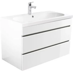 Posseik Waschplatz 90 Cm Metis Weiß Hochglanz Mit Grifflosen Schubladen -Wenko Verkäufe 904 4873 METIS90000101DE 3