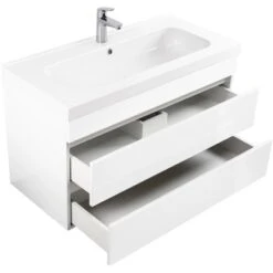 Posseik Waschplatz 90 Cm Metis Weiß Hochglanz Mit Grifflosen Schubladen -Wenko Verkäufe 904 4873 METIS90000101DE 5