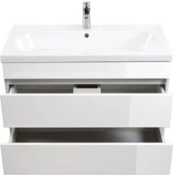 Posseik Waschplatz 90 Cm Metis Weiß Hochglanz Mit Grifflosen Schubladen -Wenko Verkäufe 904 4873 METIS90000101DE 6