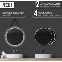 DSK Design LED-Lichtspiegel Silver Barbier Ø 50 Cm Gold Rund -Wenko Verkäufe 931346 2963 10