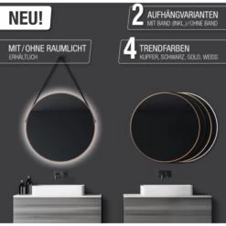 DSK Design LED-Lichtspiegel Silver Barbier Ø 50 Cm Kupfer Rund -Wenko Verkäufe 931347 2963 9