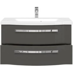 Pelipal Waschplatz Fokus 4005 2-teilig 92 Cm Lack Steingrau Hochglanz -Wenko Verkäufe 942252 2467 3