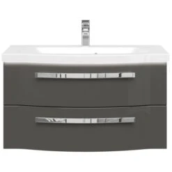 Pelipal Waschplatz Fokus 4005 2-teilig 92 Cm Lack Steingrau Hochglanz EEK: A-A++