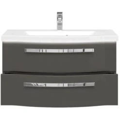 Pelipal Waschplatz Fokus 4005 2-teilig 92 Cm Lack Steingrau Hochglanz EEK: A-A++ -Wenko Verkäufe 942260 2467 3