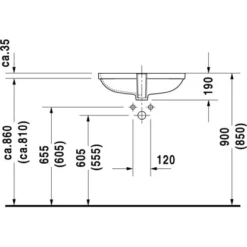 Duravit Einbauwaschbecken D-Code 59 Cm Mit Überlauf -Wenko Verkäufe 946927 4123 033856v