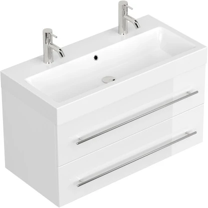 Posseik Doppel-Waschplatz Livono Weiß Hochglanz 2-teilig 1 Posseik Doppel-Waschplatz Livono Weiß Hochglanz 2-teilig